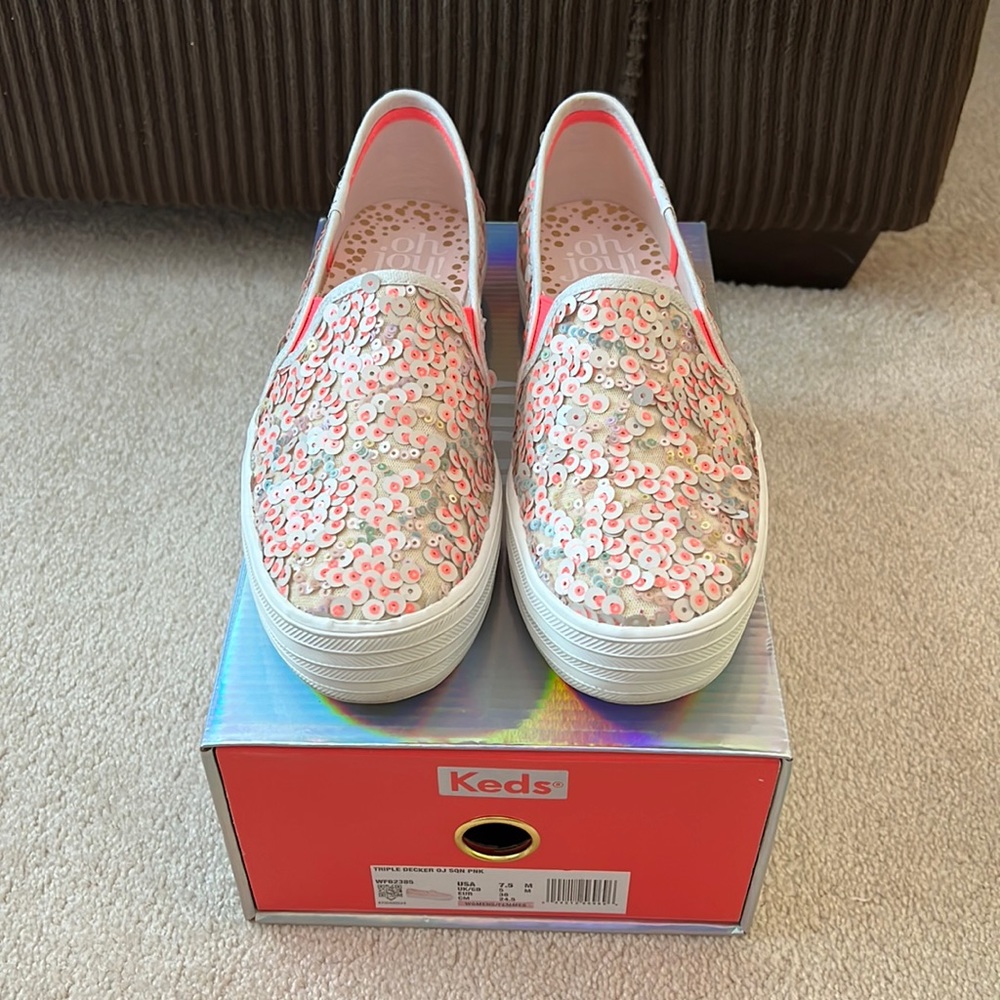 Keds women’s slip on triple decker sneakers with sequins